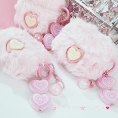 Cover Case Vỏ bảo vệ Airpod Lông Hồng trái Tim kèm móc khóa Airpod 1/2/3/Pro/Pro2