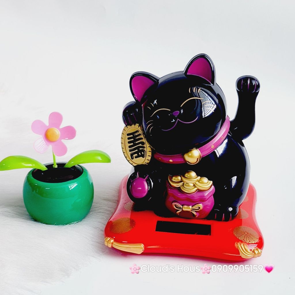 Mèo Thần Tài Nhựa Đen Size Siêu To
