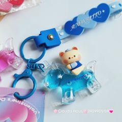 Móc Khóa Gấu & Thỏ Cưỡi Ngựa Bling Bling nước