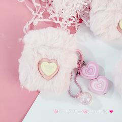Cover Case Vỏ bảo vệ Airpod Lông Hồng trái Tim kèm móc khóa Airpod 1/2/3/Pro/Pro2