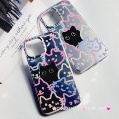 Case Ốp điện thoại iPhone Mèo Đen Hologram Ánh Bạc iPhone 11/12/13/14/15/Pro/Promax
