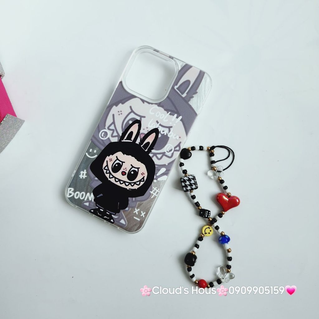 Case Ốp điện thoại iPhone Cool Labubu Mặc Hoodie Ánh Lông Vũ Bạc Hologram iPhone 7+/8+/X/XSM/11/12/13/14/15/Plus/Pro/Promax