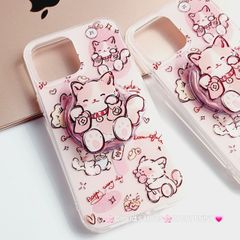 Case Ốp điện thoại iPhone Mèo Hồng May Mắn Kèm Popsocket Magsafe Nam Châm iPhone 11/12/13/14/15/Pro/Promax