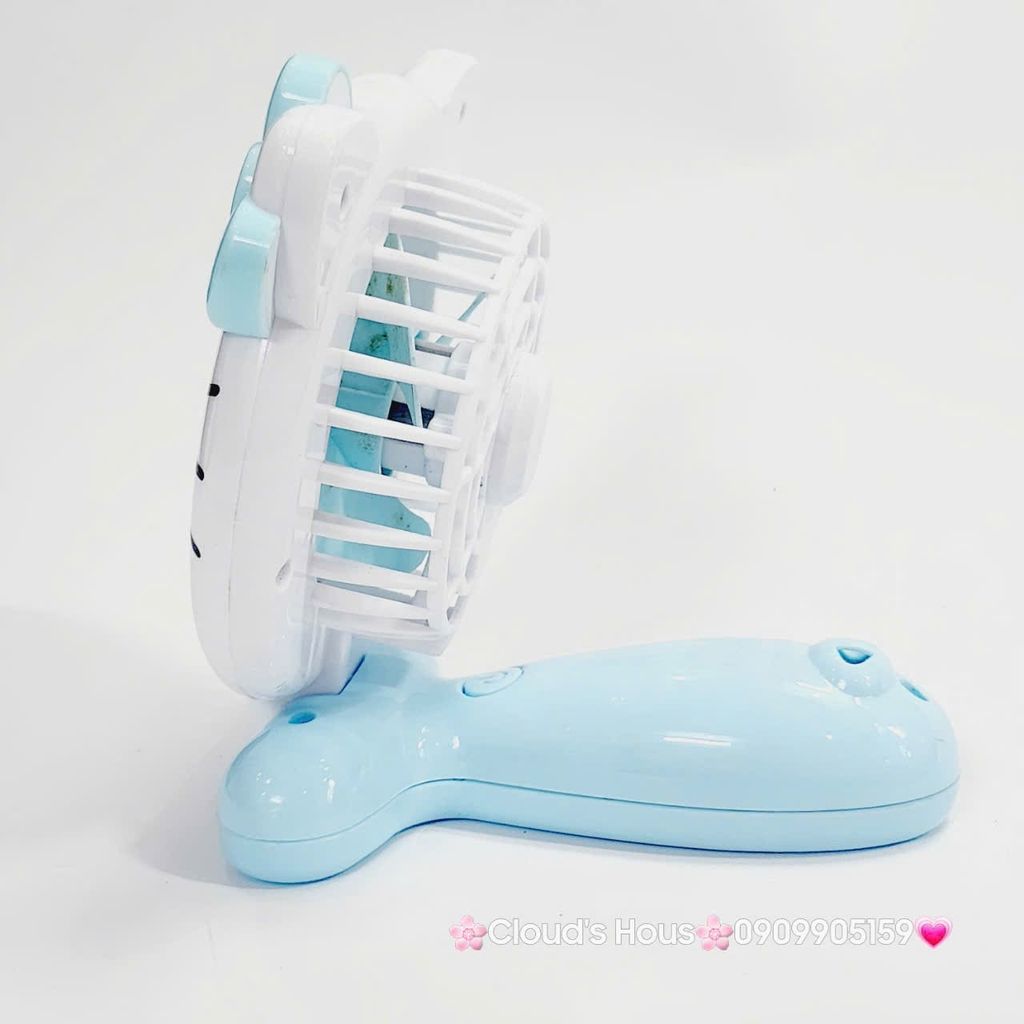 Mini Fan - Quạt Cầm Tay Hello Kitty Xanh dương