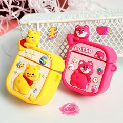 Cover Case Vỏ bảo vệ Airpod Gấu Pooh Su dẻo Icon 3D nổi Airpod 1/2/3/Pro/Pro2