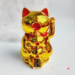 Mèo Thần Tài nhựa mạ vàng có kèm 2 mèo nhỏ