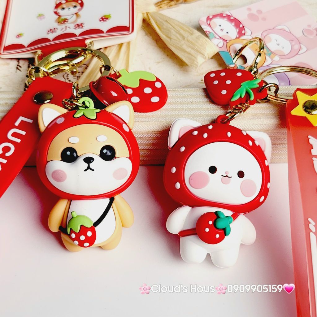 Móc Khoá Thỏ Dâu adorable