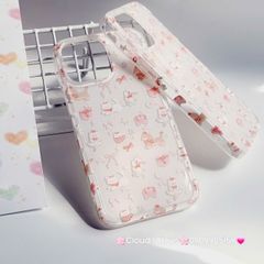 Case Ốp điện thoại iPhone Mèo Chó Nơ Đỏ Sticker Dễ Thương Nền Trắng iPhone 11/12/13/14/15/Pro/Promax