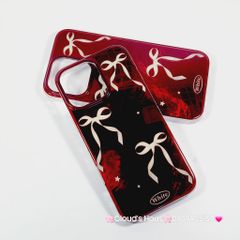 Case Ốp điện thoại iPhone Nơ Trắng Nền Đỏ White iPhone 12/13/14/15/16/Pro/Promax