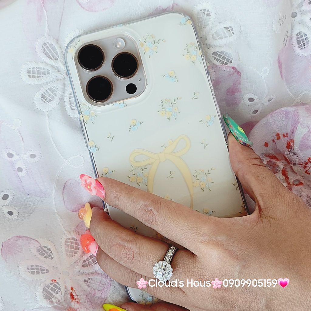 Case Ốp điện thoại iPhone Nơ Vàng Hoa nhí iPhone 12/13/14/15/16/Pro/Promax