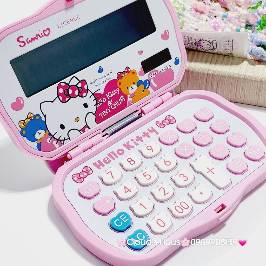 Máy Tính Hello Kitty Gấp Gọn Kèm Lược Gương XD-1104A