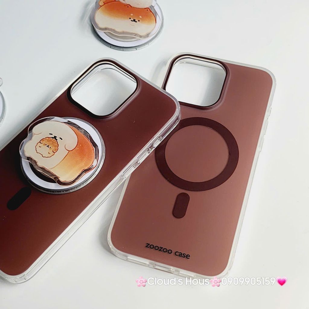 Case Ốp điện thoại iPhone Trong Nhám Magsafe Nâu Zoozoo Case iPhone 12/13/14/15/Pro/Promax