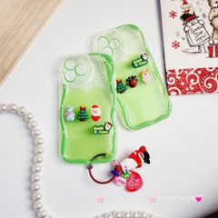 Case Ốp điện thoại iPhone Noel xanh lá Phao trong gợn sóng icon nổi iPhone 11/12/13/14/15/Pro/Promax ( không kèm tua)