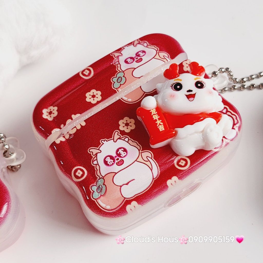Cover Case Vỏ bảo vệ Airpod Lân Đỏ TẾT Airpod 1/2/3/Pro/Pro2