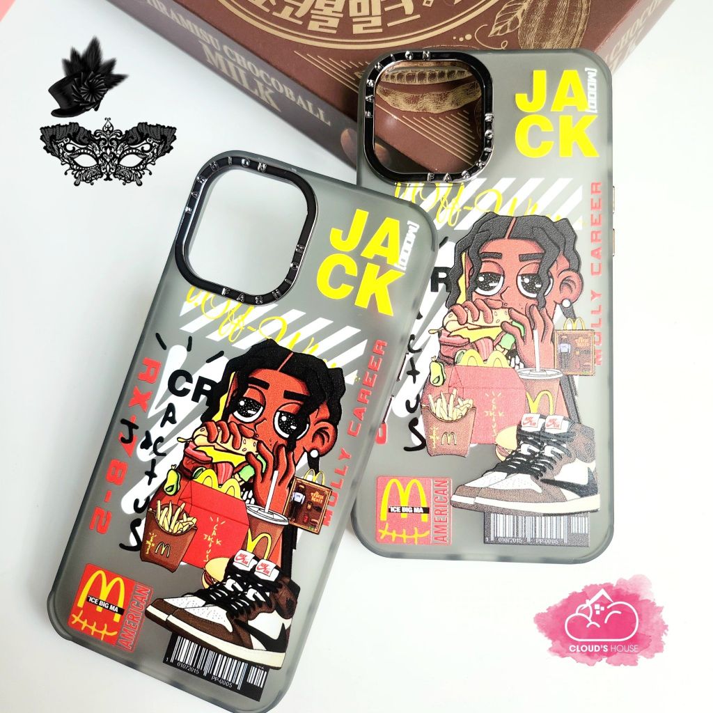 Case Ốp điện thoại iPhone Jack ngầu nhám viền cam fashion titan iPhone 11/12/13/14/Pro/Promax