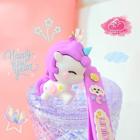 MÓC KHÓA UNICORN Tròn mập pastel