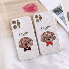 CASE iPhone Chó TEDDY Thêu Nhám Thắt Nơ Kute