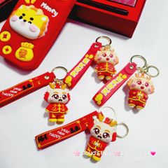 Móc Khóa Rồng Vàng Áo Đỏ Chúc TẾT Happy New Year