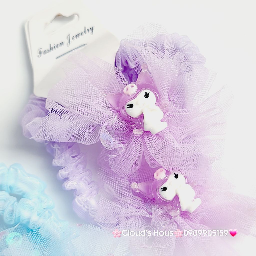 Đồ cột tóc dây thun ren Charm hoạt hình (cặp)