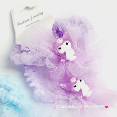 Đồ cột tóc dây thun ren Charm hoạt hình (cặp)