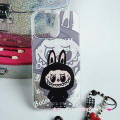 Case Ốp điện thoại iPhone Cool Labubu Mặc Hoodie Ánh Lông Vũ Bạc Hologram iPhone 7+/8+/X/XSM/11/12/13/14/15/Plus/Pro/Promax
