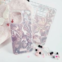 Case Ốp điện thoại iPhone Tim Hồng Ánh Bạc Hồng Hologram iPhone 12/13/14/15/Pro/Promax