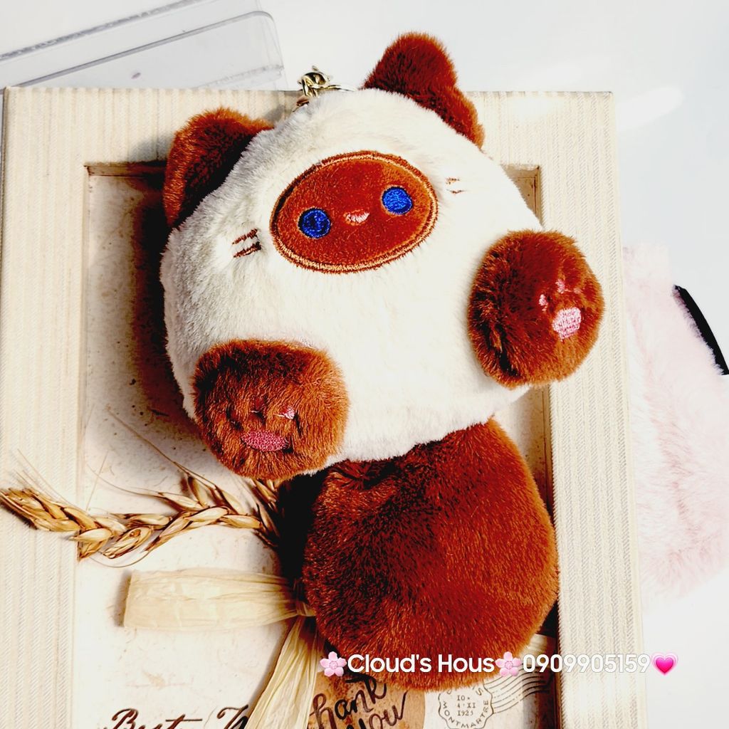 Móc Khóa Gấu Bông Mèo Bông Dễ Thương Squeaker Có Tiếng