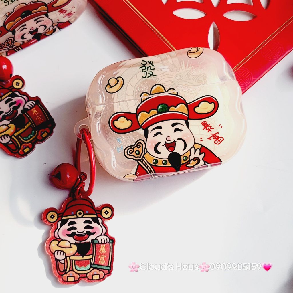 Cover Case Vỏ bảo vệ Airpod Ông Thần Tài Charm Thần Tài Có Chuông Airpod 1/2/3/Pro/Pro2 - TẾT