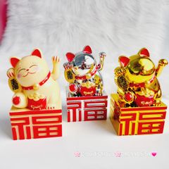 MÈO THẦN TÀI Đế Chữ Tàu - Mèo May Mắn - TẾT Size Nhỏ