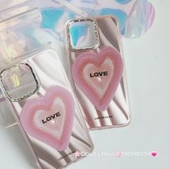 Case Ốp điện thoại iPhone Trái tim Love ánh hồng iPhone 11/12/13/14/15/Pro/Promax