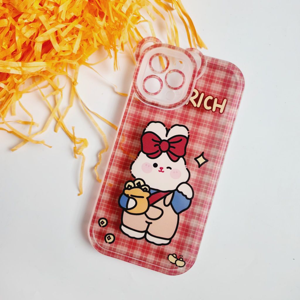 CASE iPhone TAI GẤU Trong Nhám Dẻo Chống Shock - Thỏ Rich
