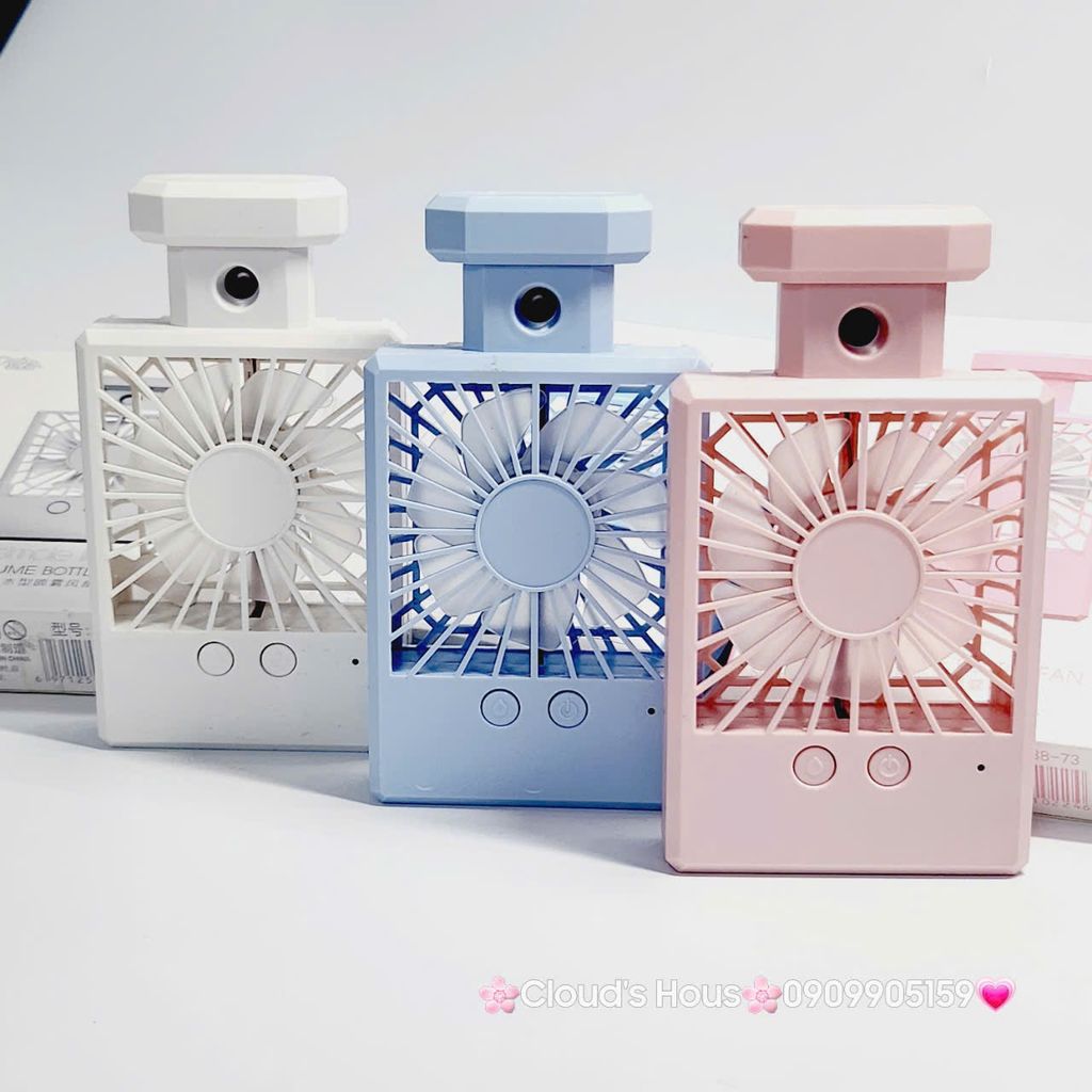 Mini Fan - Quạt Cầm Tay - Để Bàn Dáng Nước Hoa Có Phun Sương