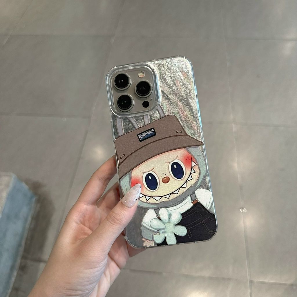 Case Ốp điện thoại iPhone Labubu Hoa Cúc Ánh Lông Vũ Bạc Hologram iPhone 7+/8+/X/XSM/11/12/13/14/15/Plus/Pro/Promax