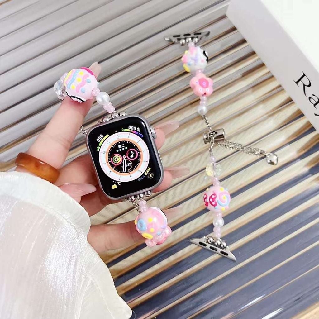 Dây Apple Watch Pandora Charm hoa lá sặc sỡ dễ thương