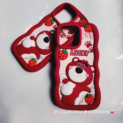Case Ốp điện thoại iPhone Gấu dâu Lotso khoe bụng Lucky Su dẻo Chống Shock iPhone 11/12/13/14/Pro/Promax