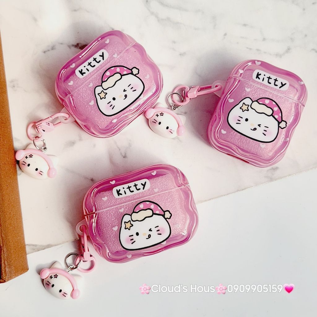 Cover Case Vỏ bảo vệ Airpod Mèo Kitty phao gợn sóng phao gợn sóng Airpod 1/2/3/Pro/Pro2