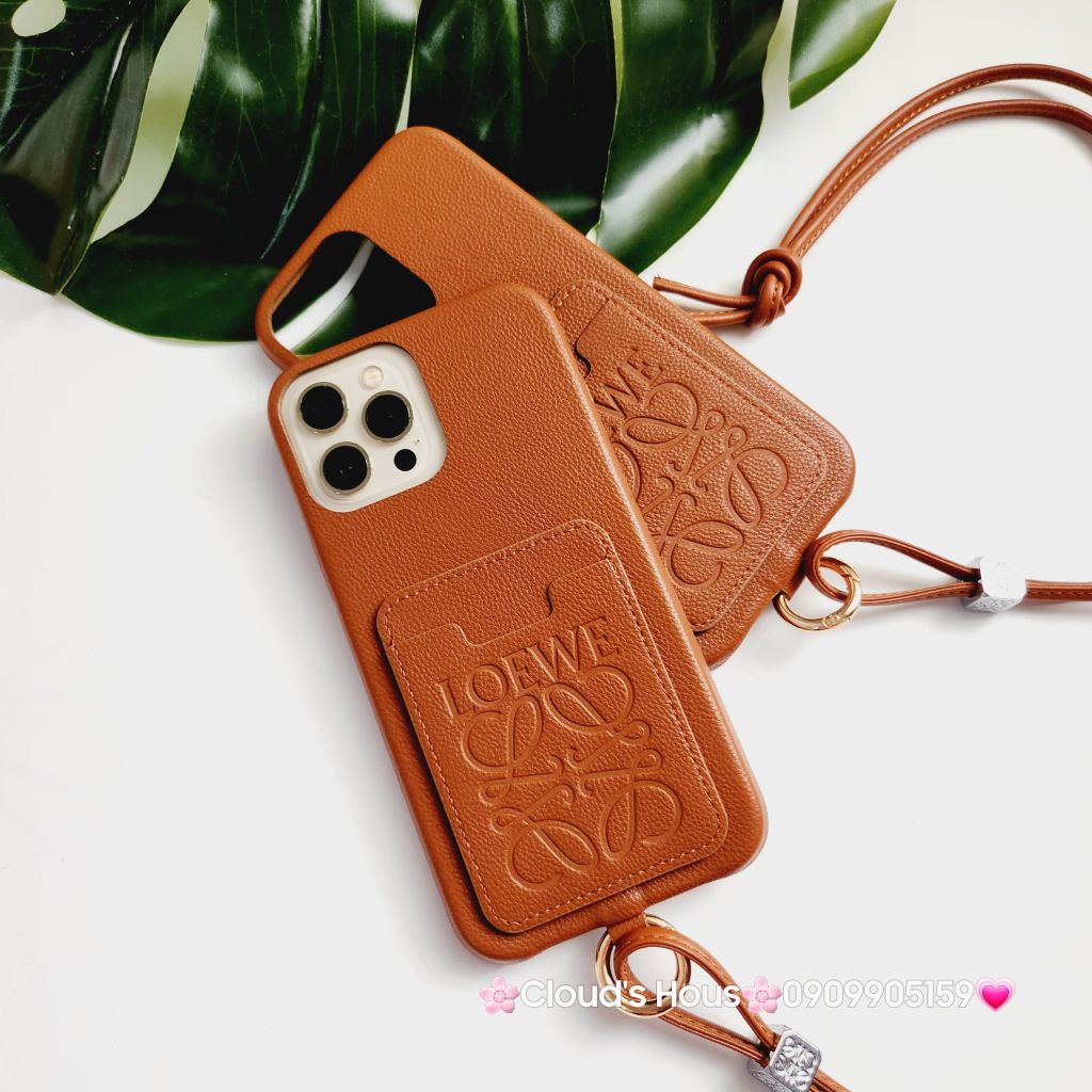 Case Ốp điện thoại iPhone Da LOEWE Đựng Card kèm dây đeo iPhone 11/12/13/14/Pro/Promax