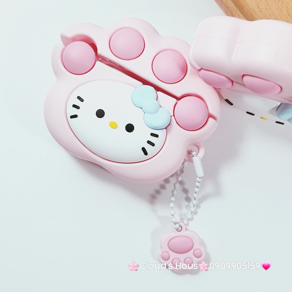 Cover Case Vỏ bảo vệ Airpod Su Dẻo Hello Kitty Cosplay Chân Mèo Kèm Charm Airpod 1/2/3/Pro/Pro2