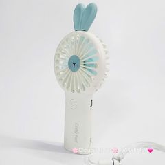Mini Fan - Quạt Cầm Tay Trắng Tai Thỏ Xanh