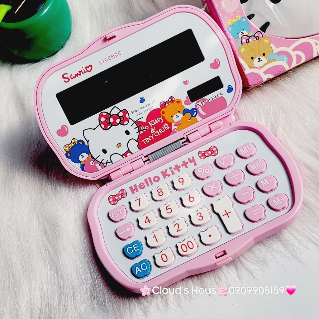 Máy Tính Hello Kitty Gấp Gọn Kèm Lược Gương XD-1104A