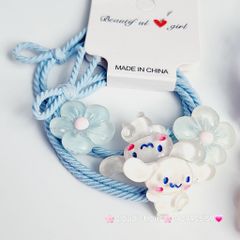Đồ cột tóc dây thun Charm Hoạt hình và Hoa (cặp)
