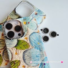 Case Ốp điện thoại iPhone Hoa Xanh To Hologram Nền Vàng iPhone 12/13/14/15/16Pro/Promax