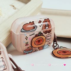 Cover Case Vỏ bảo vệ Airpod Chuột Capybara 3D Nổi Bóng kèm charm Airpod 1/2/3/Pro/Pro2