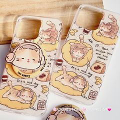 Case Ốp điện thoại iPhone Mèo Mập Lười Nice Day Kèm Popsocket Magsafe Nam Châm iPhone 11/12/13/14/15/Pro/Promax