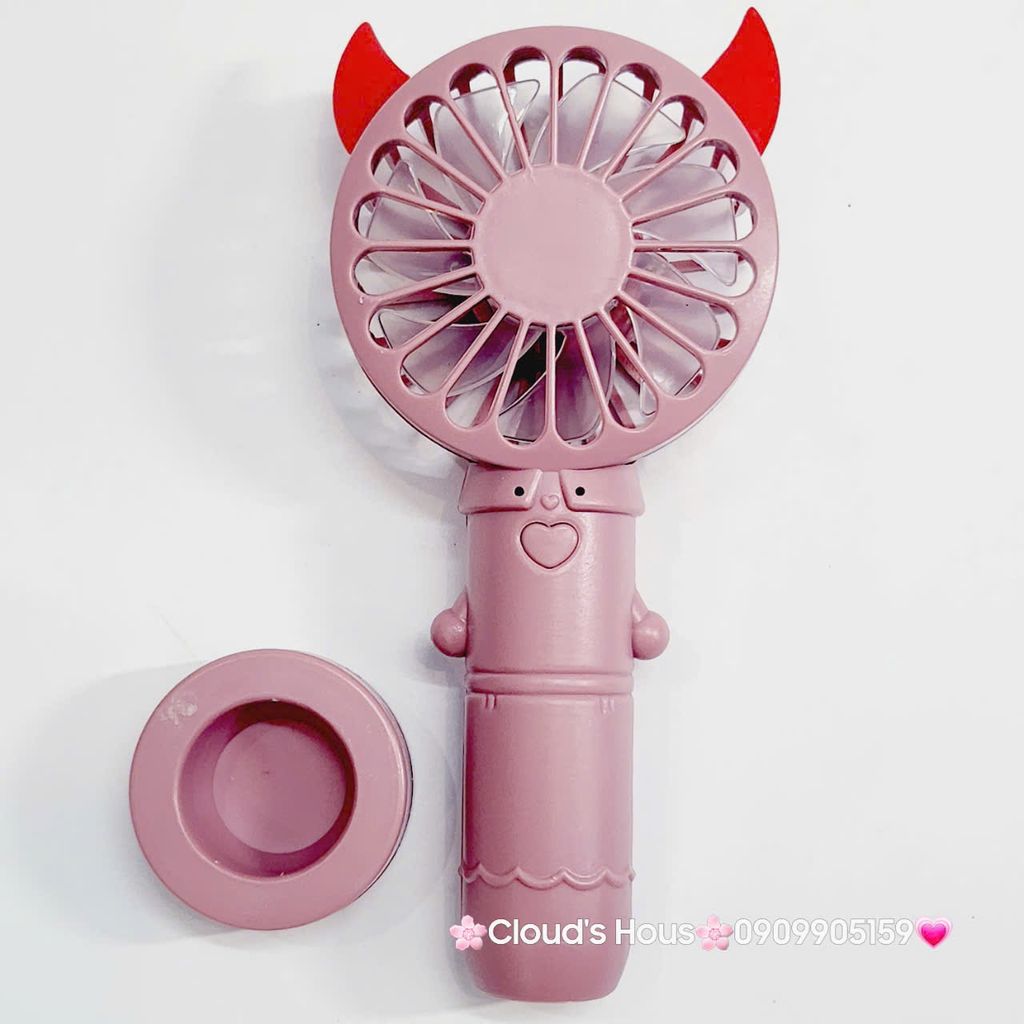 Mini Fan - Quạt Cầm Tay - Để Bàn Có Sừng Đỏ