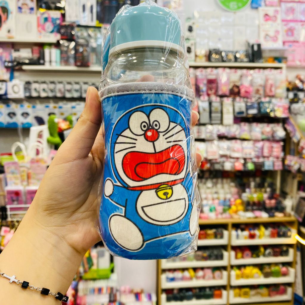 Bình Nước Thủy tinh Doraemon và Khỉ
