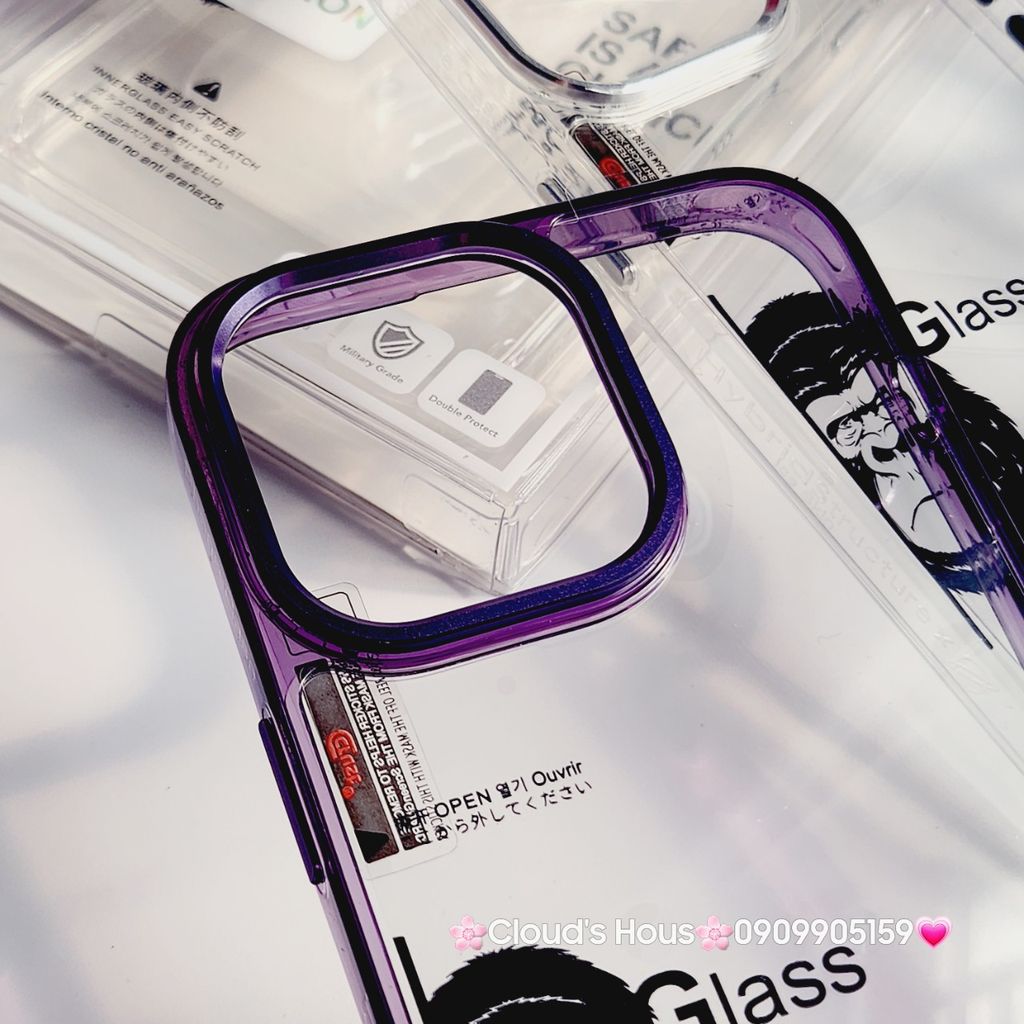 Case Ốp điện thoại iPhone Likgus Kính Trong KingKong viền màu Camera iPhone 15/16/Pro/Plus/Promax