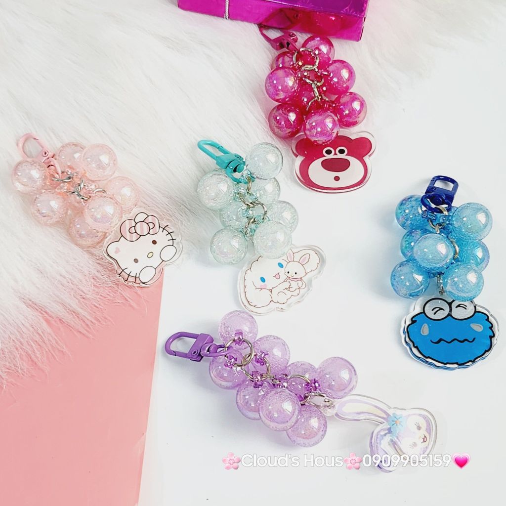 Vòng charm đeo airpod hạt bling bling kèm charm kute - chùm nho