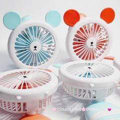 Quạt Cầm Tay Mini Thân Sọc Tai Gấu Tai Thỏ Tai Mèo