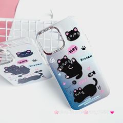 Case Ốp điện thoại iPhone Mèo Đen Kitten Nhám Hologram ánh bạc iPhone 11/12/13/14/15/Pro/Promax